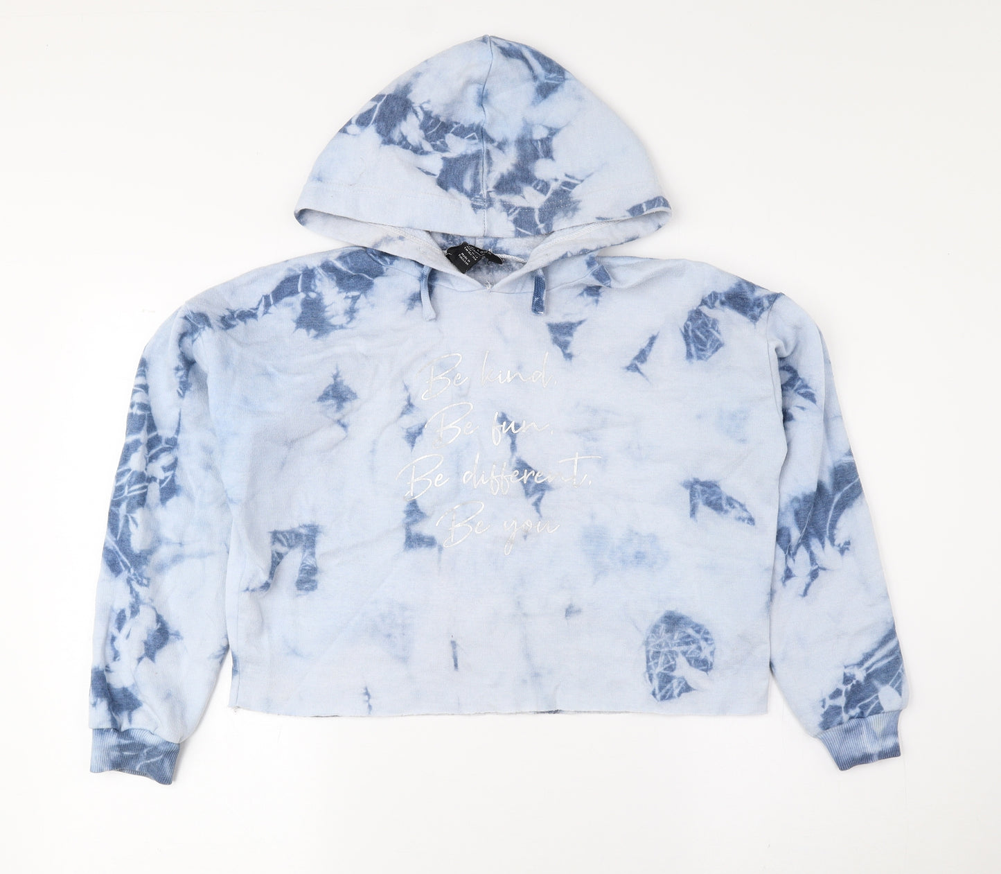 New Look Girls Blue Geometric Polyester Pullover Hoodie Size 12-13 Years Pullover - Cropped, Tie Dye