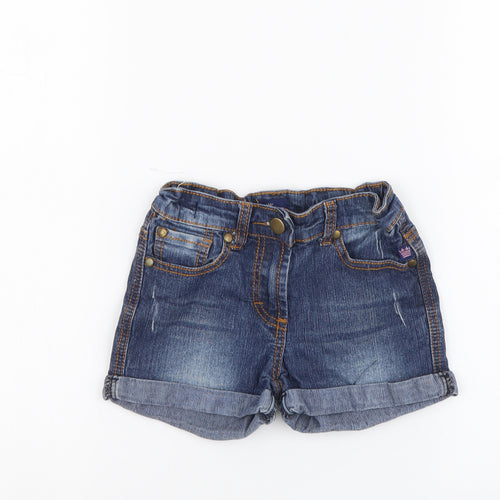 Harper Girls Blue Cotton Cut-Off Shorts Size 8 Years Regular Buckle