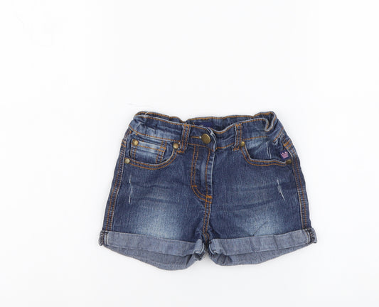 Harper Girls Blue Cotton Cut-Off Shorts Size 8 Years Regular Buckle