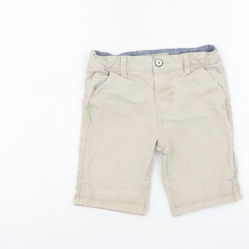Denim & Co. Boys Beige Cotton Chino Shorts Size 6-7 Years Regular Buckle