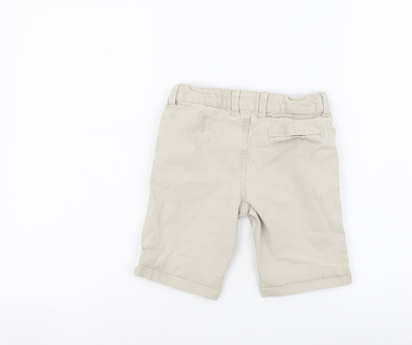 Denim & Co. Boys Beige Cotton Chino Shorts Size 6-7 Years Regular Buckle