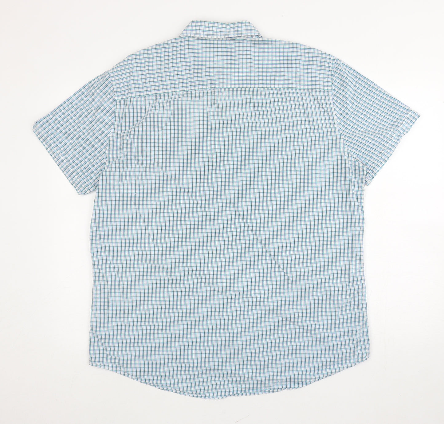 F&F Mens Blue Plaid Cotton Button-Up Size XL Collared Button