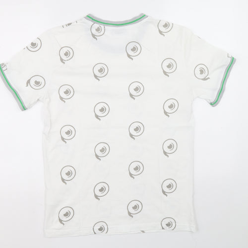 Fanfiber Mens Yellow Geometric Cotton T-Shirt Size M Crew Neck - Circular design
