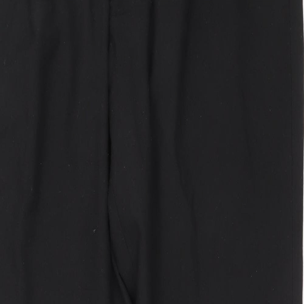 Marks and Spencer Mens Black Polyester Trousers Size 36 in L31 in Regular Zip