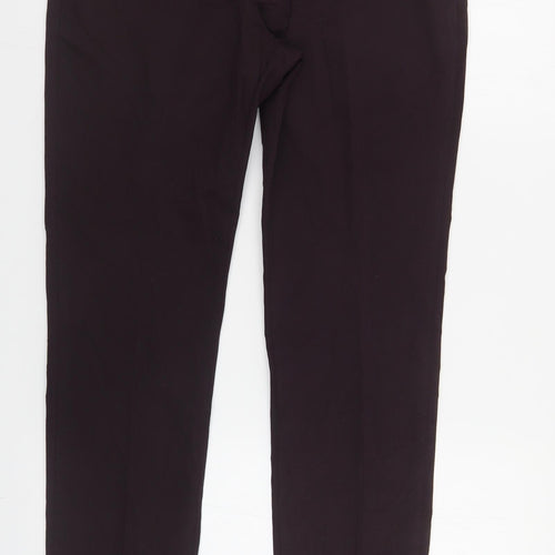 Marks and Spencer Mens Purple Cotton Chino Trousers Size 30 in L31 in Regular Button