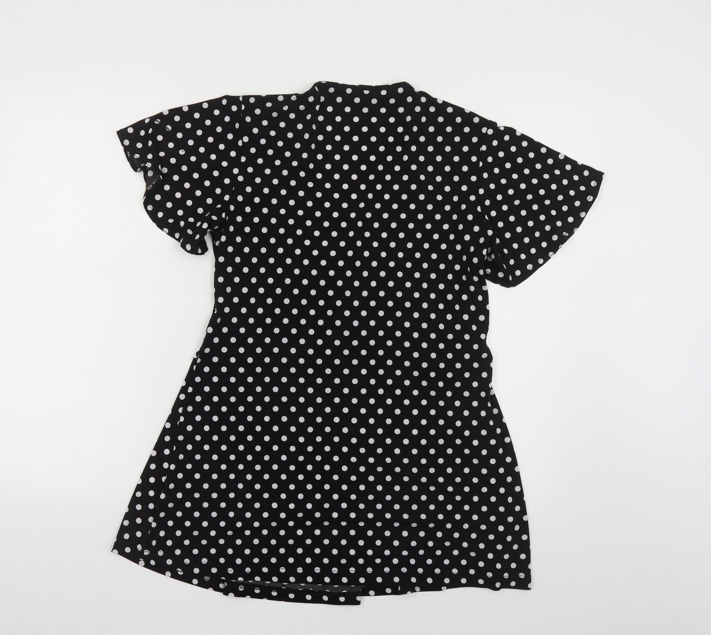 Joanna Hope Womens Black Polka Dot Polyester Basic Blouse Size 14 V-Neck - Lace Detail