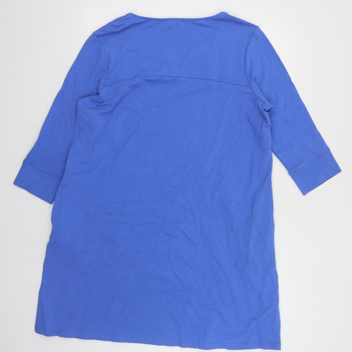 Patra Womens Blue Cotton Shift Size XL V-Neck Pullover