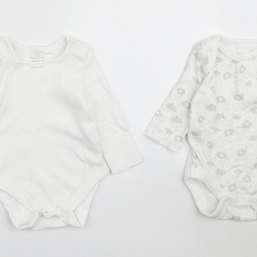 Mothercare Baby White Geometric Cotton Bodysuit Outfit/Set Size 12 Months Snap