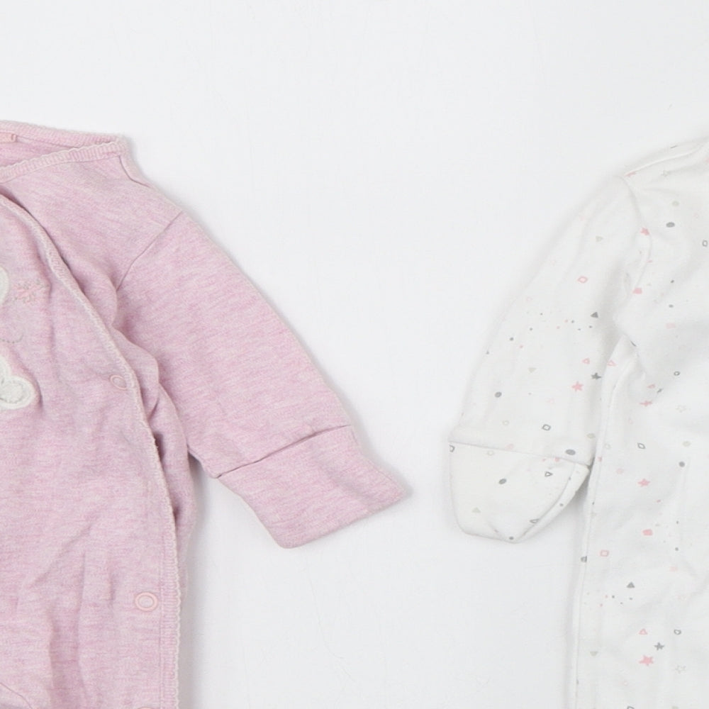 NEXT Girls Pink Geometric Cotton Bodysuit Outfit/Set Size 12 Months Snap - Bunny