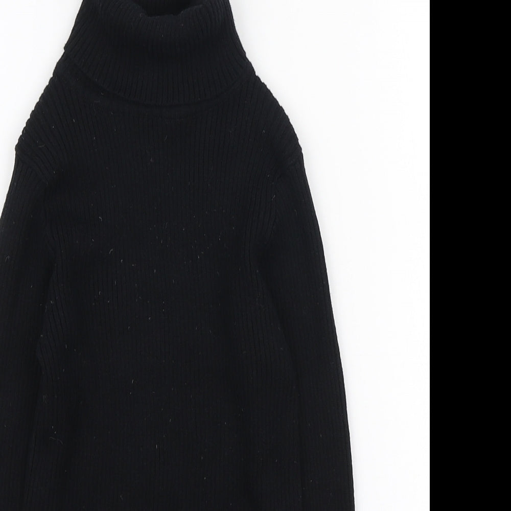 Matalan Girls Black Roll Neck Cotton Pullover Jumper Size 8 Years Pullover
