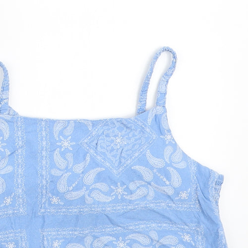 LC Waikiki Girls Blue Paisley Viscose Camisole Tank Size 8-9 Years Square Neck Pullover
