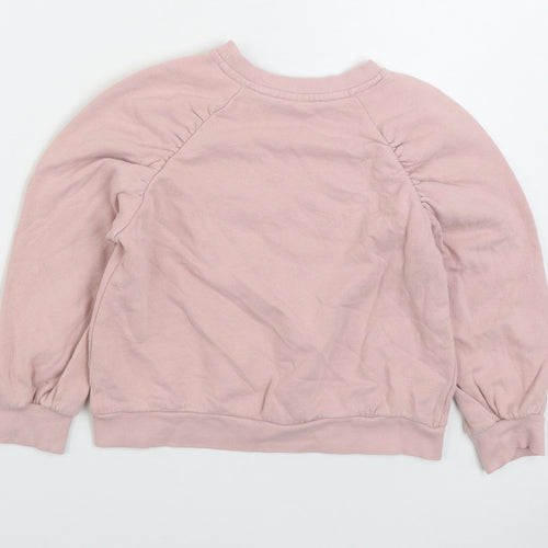 NEXT Girls Pink Cotton Pullover Sweatshirt Size 8 Years Pullover - Heart