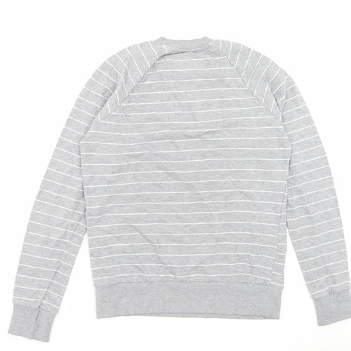 Cedar Wood State Mens Grey Striped Cotton Pullover Sweatshirt Size M