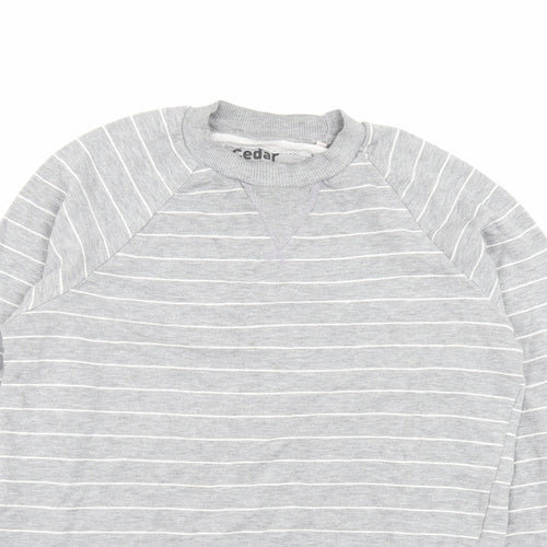 Cedar Wood State Mens Grey Striped Cotton Pullover Sweatshirt Size M
