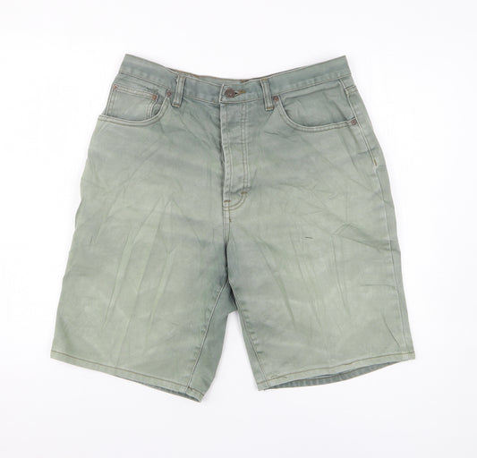 Nico Mens Green Cotton Biker Shorts Size 34 L10 in Regular Button