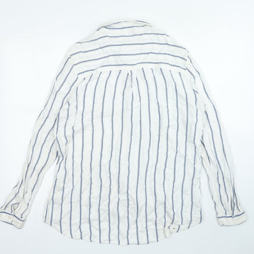 Superdry Womens White Striped Cotton Top Pyjama Top Size M Button
