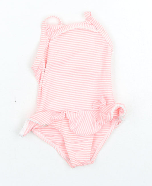 Primark Girls Pink Striped Polyester Babygrow One-Piece Size 6-9 Months - Swimwear