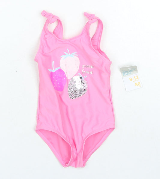 Primark Girls Pink Polyester Babygrow One-Piece Size 9-12 Months - Swimwear