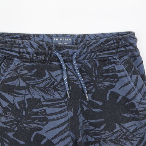 Primark Boys Blue Geometric Polyester Sweat Shorts Size 5-6 Years Regular Drawstring - Tropical print