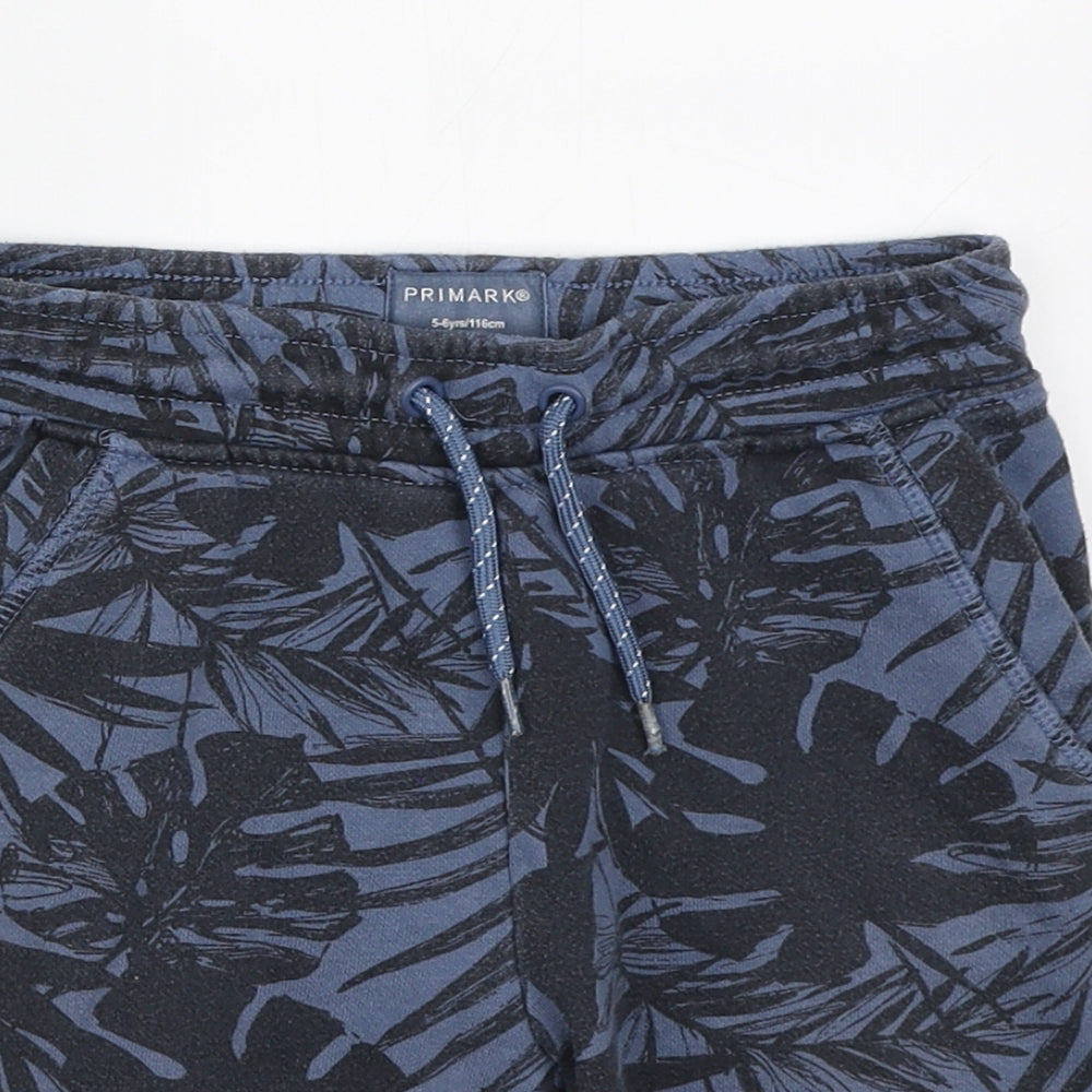 Primark Boys Blue Geometric Polyester Sweat Shorts Size 5-6 Years Regular Drawstring - Tropical print