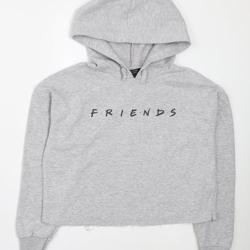 New Look Girls Grey Cotton Pullover Hoodie Size 12-13 Years Pullover - Friends