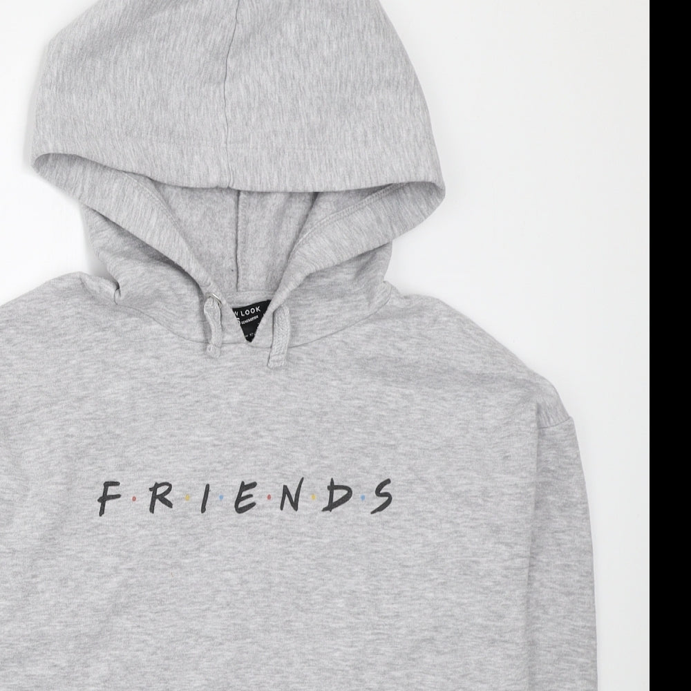 New Look Girls Grey Cotton Pullover Hoodie Size 12-13 Years Pullover - Friends