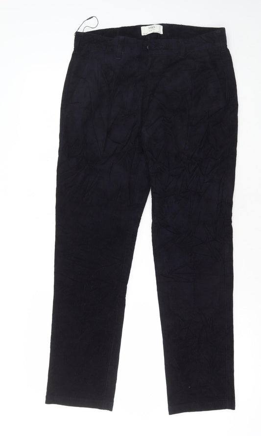 Marks and Spencer Mens Blue Polyester Trousers Size 30 in L29 in Slim Button