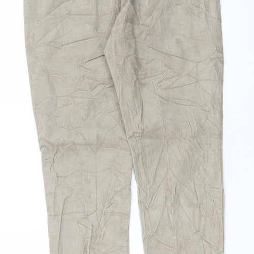 Marks and Spencer Mens Beige Cotton Trousers Size 30 in L29 in Regular Button