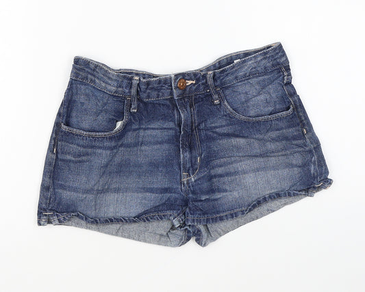 H&M Girls Blue Cotton Hot Pants Shorts Size 13-14 Years Regular Zip