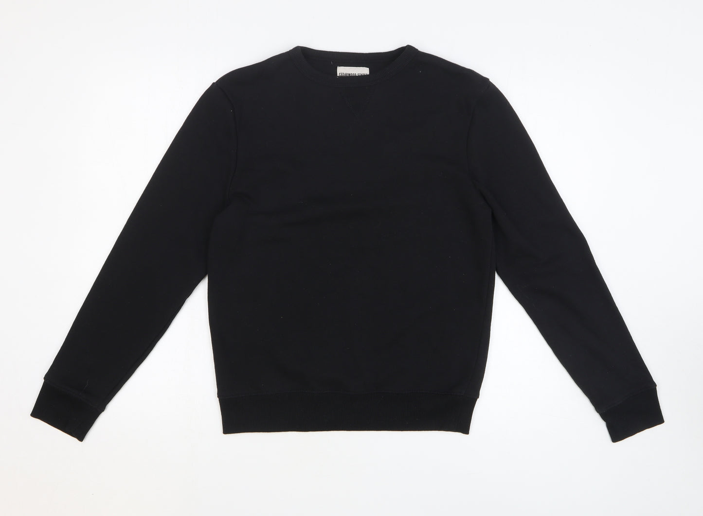 Cedar Wood State Mens Black Polyester Pullover Sweatshirt Size S