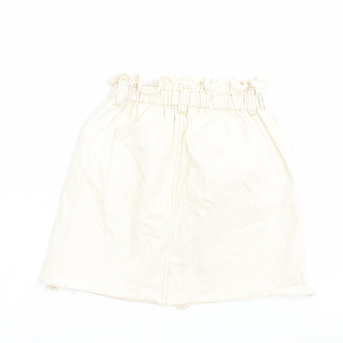F&F Girls Beige Cotton A-Line Skirt Size 10-11 Years Regular Button