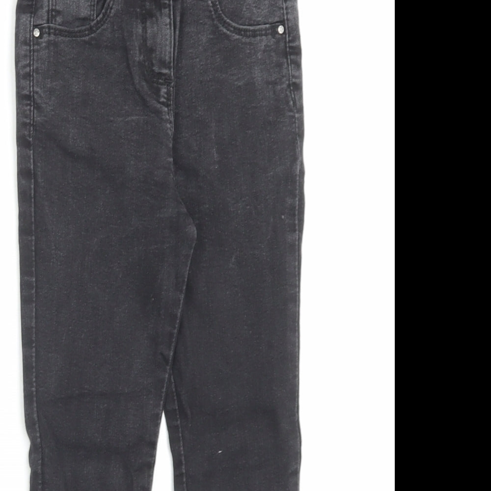 Matalan Girls Black Cotton Skinny Jeans Size 8 Years Regular Button