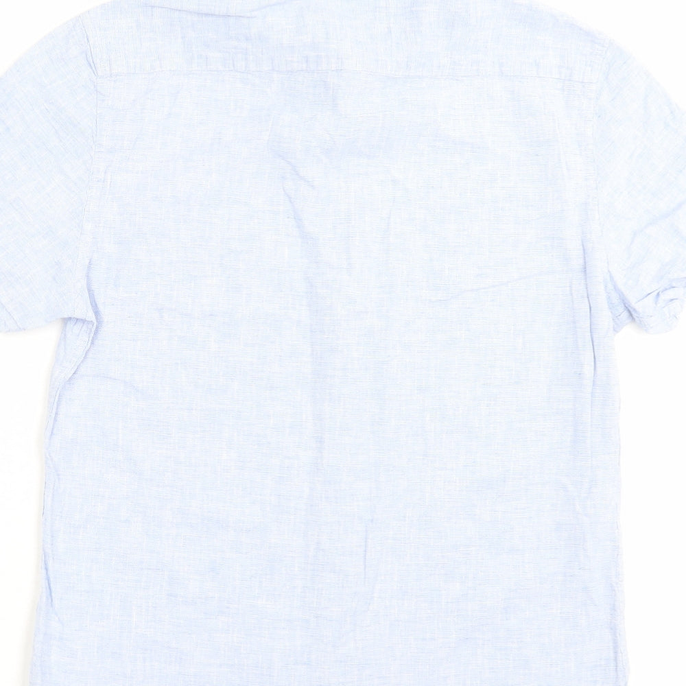 Topman Mens Blue Cotton Button-Up Size S Collared Button - Pocket Detail