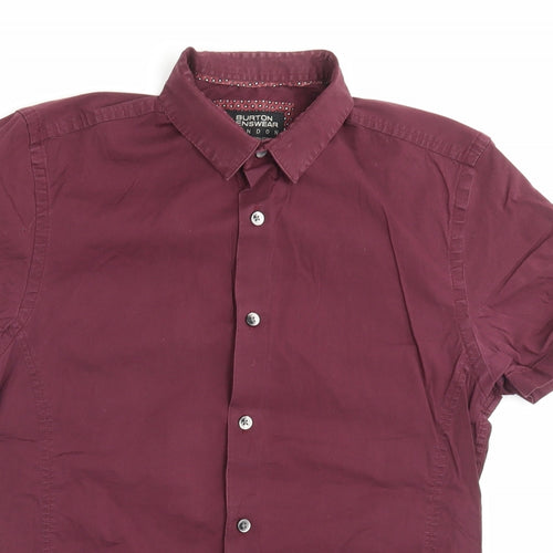 Burton Mens Purple Cotton Button-Up Size S Collared Button