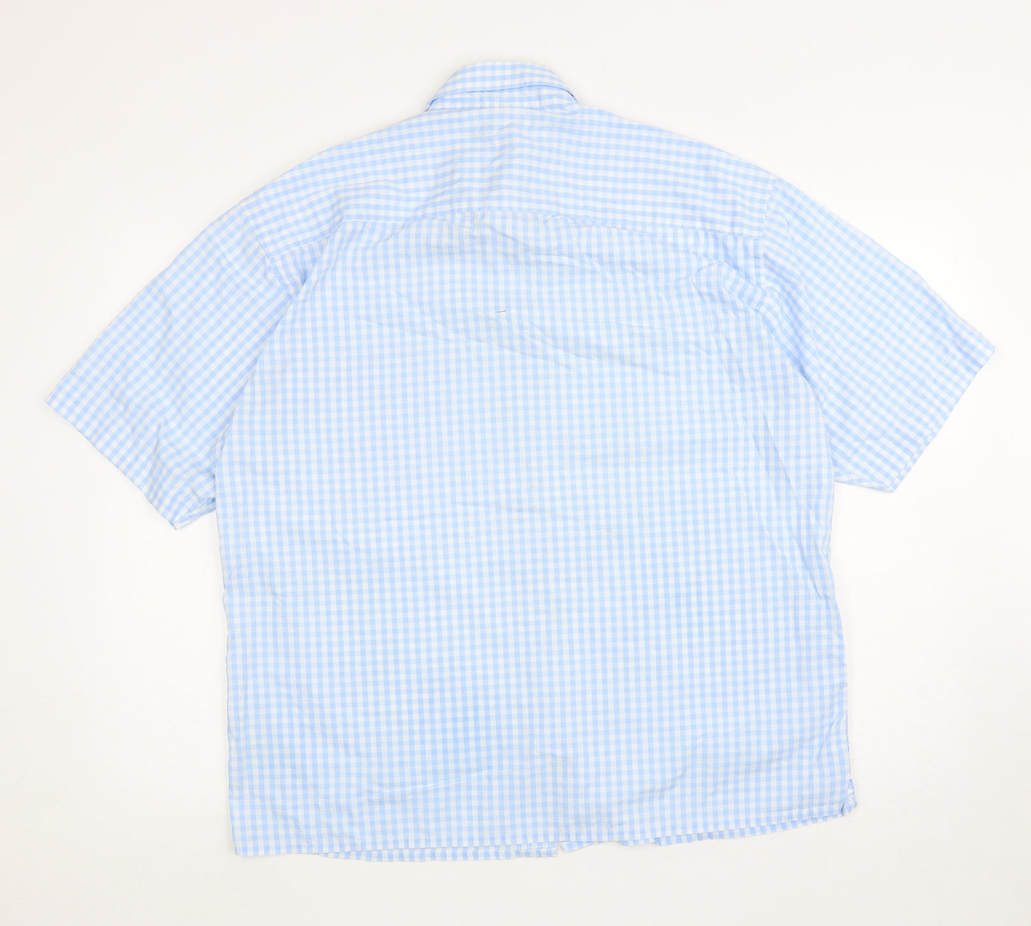 Linea Mens Blue Cotton Button-Up Size XL Collared Button - Gingham