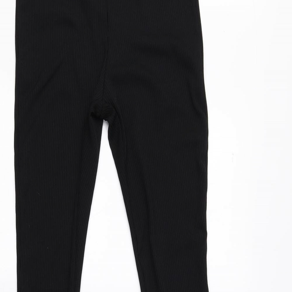 Topshop Womens Black Polyester Jegging Leggings Size 8 L31 in - Flared Bottom