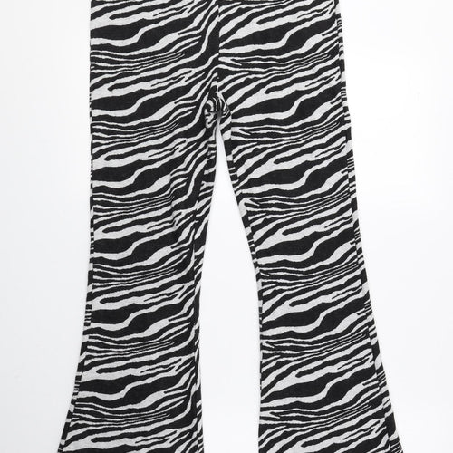 New Look Womens Black Animal Print Polyester Jogger Leggings Size 8 L27 in - Zebra Print, Petite, Flared