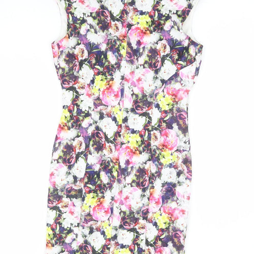 Coleen Womens Multicoloured Floral Polyester Pencil Dress Size 12 Sweetheart Zip