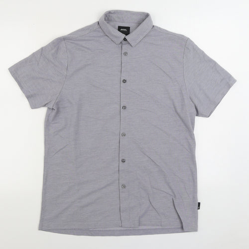 Burton Menswear Mens Grey Polyester Polo Size L V-Neck Button