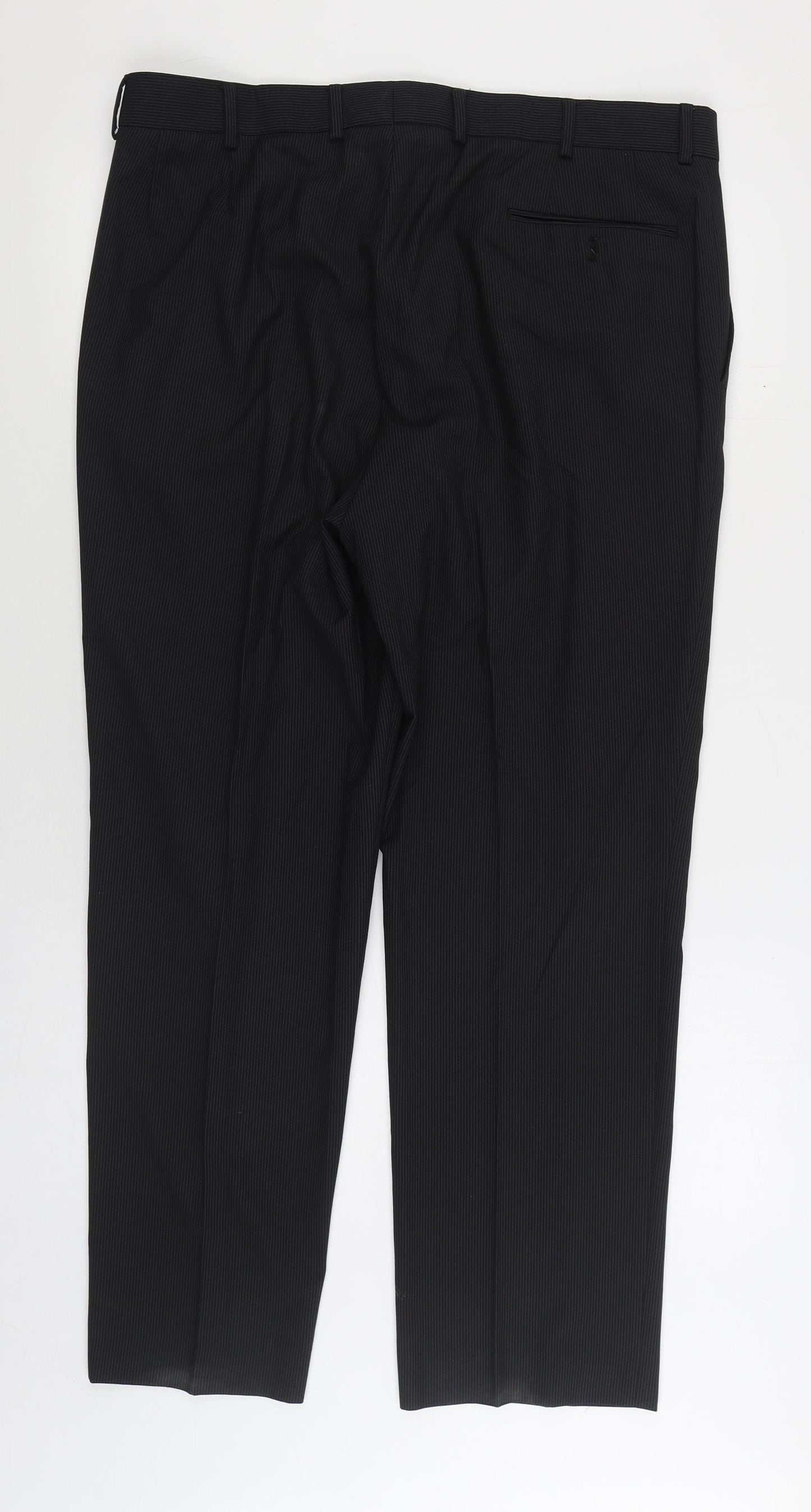 Preworn Mens Black Polyester Trousers Size 38 in L30 in Regular Zip