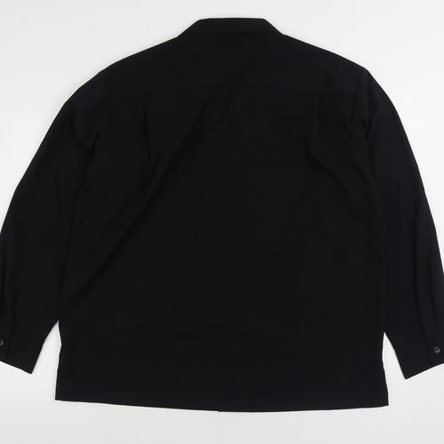 GU Mens Black Polyester Button-Up Size XL Collared Button