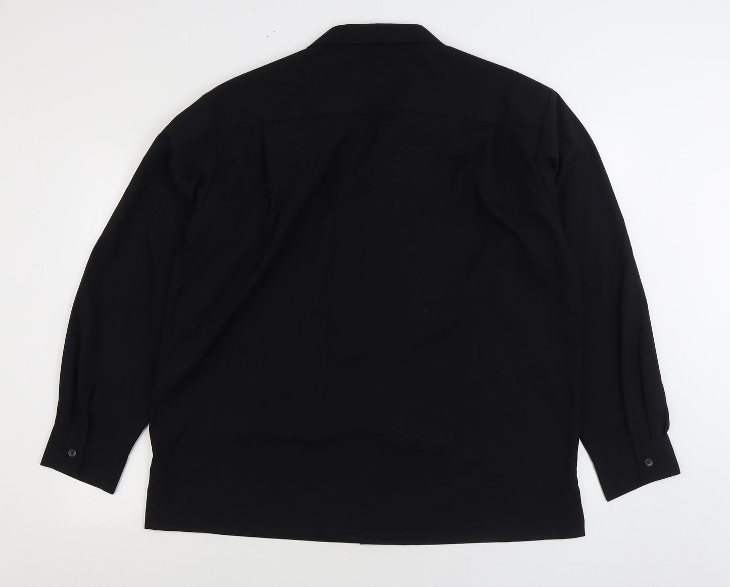 GU Mens Black Polyester Button-Up Size XL Collared Button