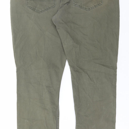 Cambridge Dry Goods Mens Green Cotton Chino Trousers Size 36 in L31 in Regular Button
