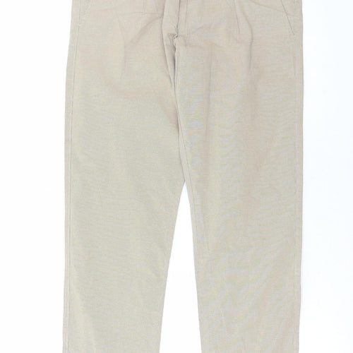 Club Fox Mens Beige Polyester Trousers Size 34 in L30 in Regular Button
