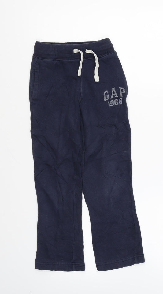 Gap Boys Blue Cotton Jogger Trousers Size S Regular Drawstring