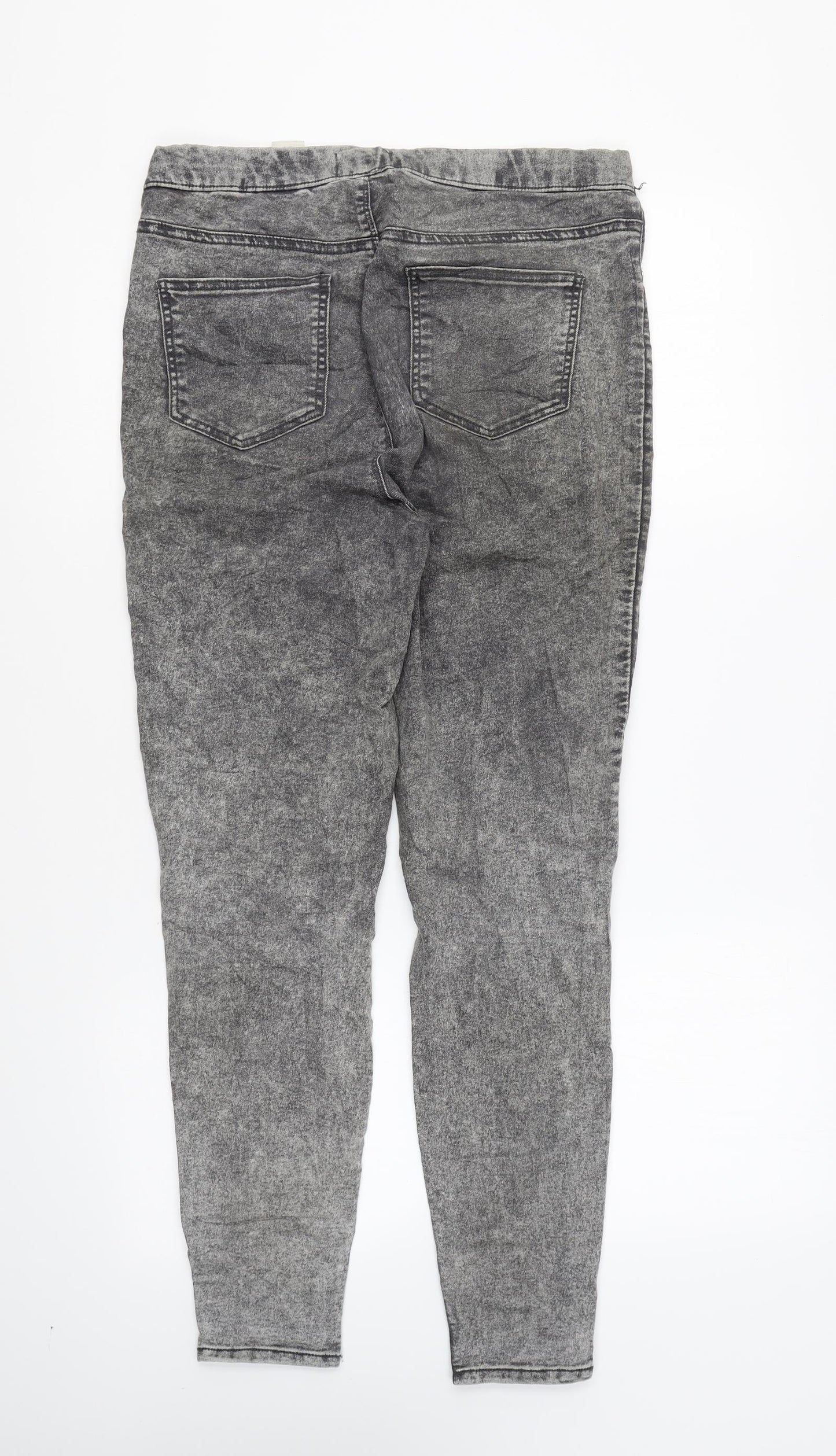 Papaya Womens Grey Cotton Jegging Leggings Size 10 L26 in - Acid Wash