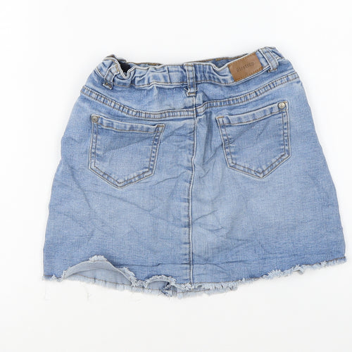 Firetrap Girls Blue Cotton Mini Skirt Size 7-8 Years Regular Zip