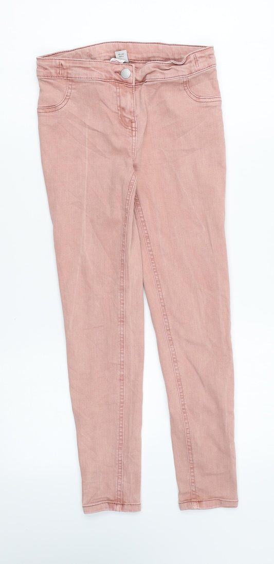 TU Girls Pink Cotton Skinny Jeans Size 10 Years Regular Zip