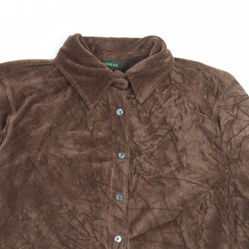 Hawkshead Mens Brown Cotton Button-Up Size S Collared Button