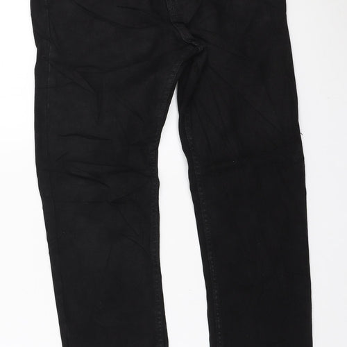 Preworn Girls Black Cotton Straight Jeans Size 12-13 Years Regular Zip